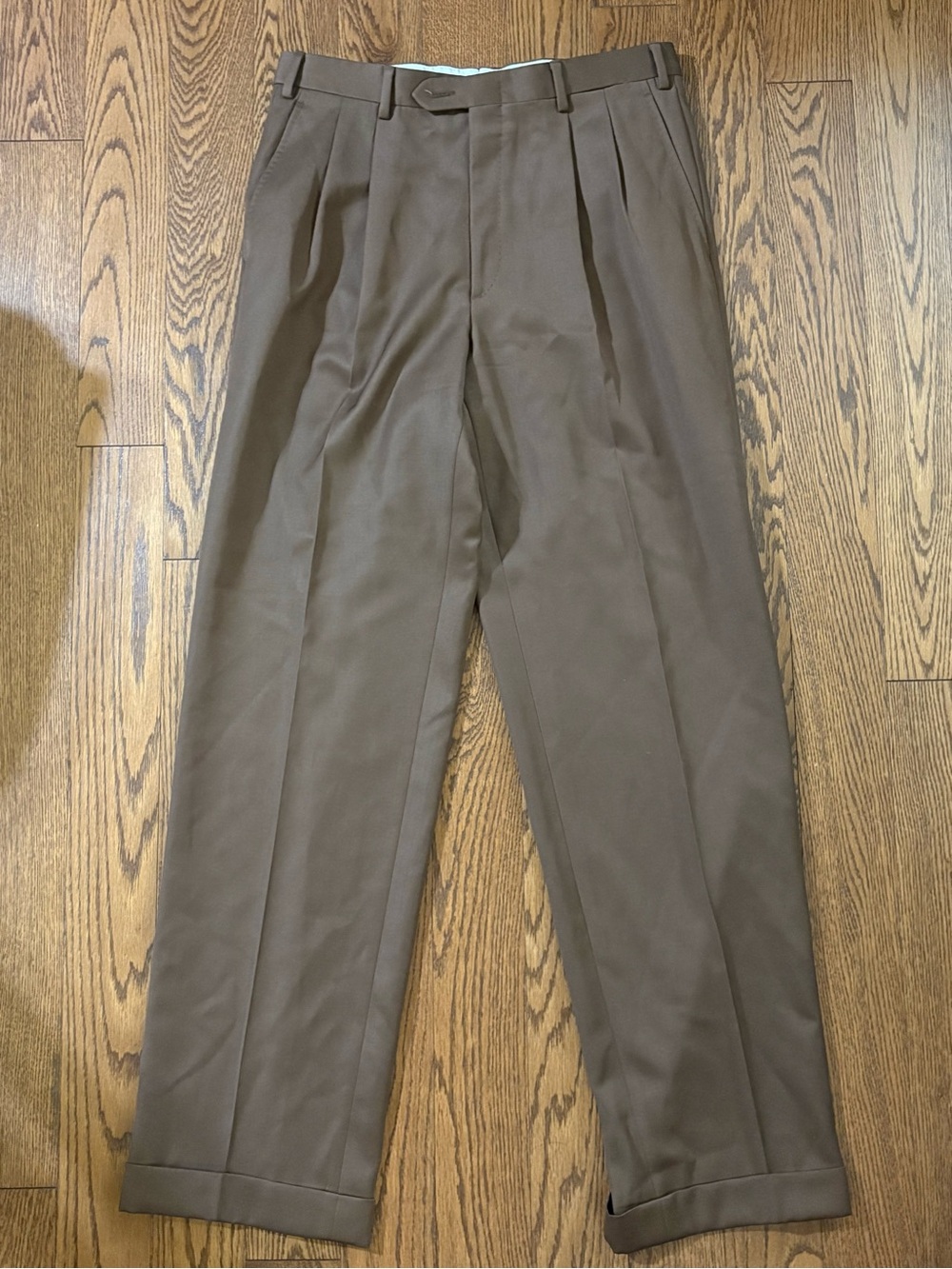 Brioni Italy Cannes Wool Brown Men's Pleated Dress Trousers